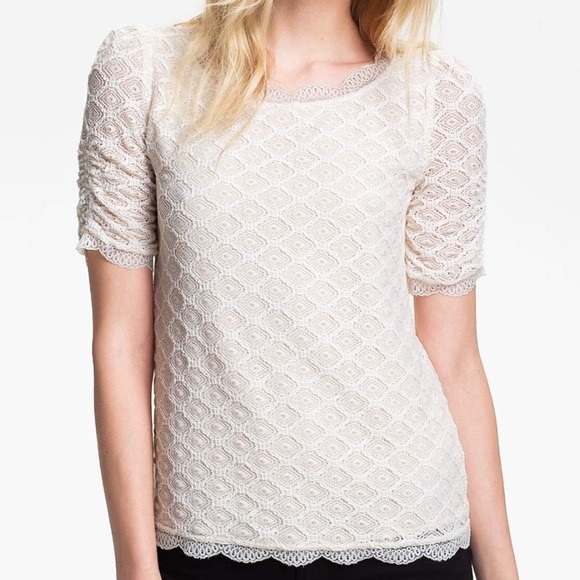 Joie Tullia Geo Lace Top in Off White